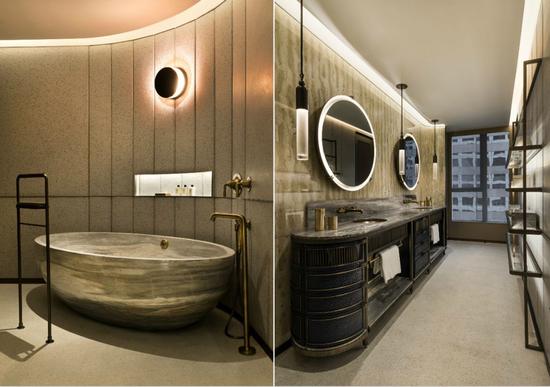 ▲ 融合了自然、复古和工业元素的浴室还是令人眼前一亮的。